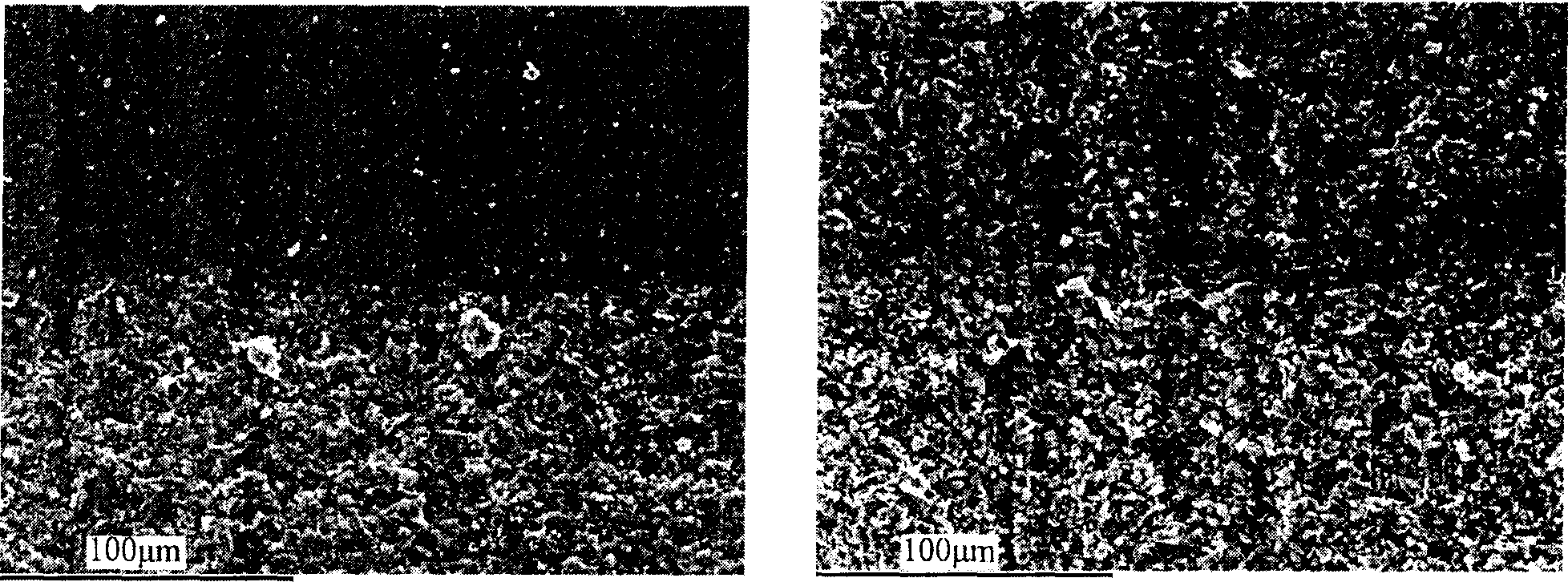 Method for preparing composite material in symmetrical gradient between metallic material and ceramic material