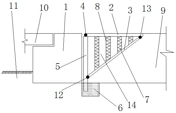 Pile-column-frame-spring-combined bridge-road transition section structure separated from abutment