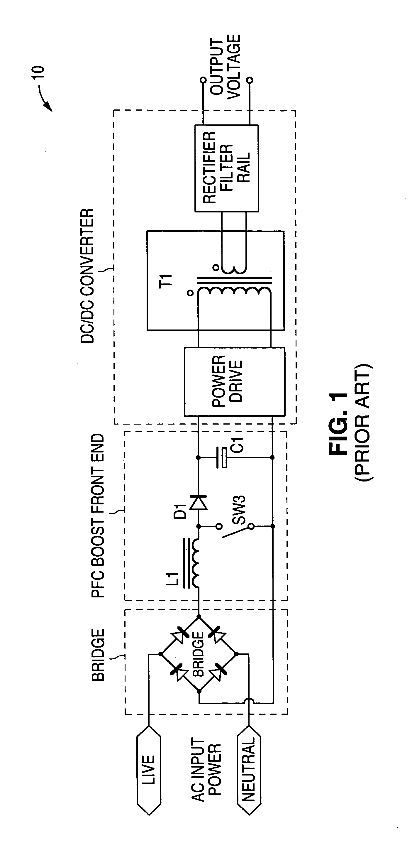 Circuit for maintaining hold-up time while reducing bulk capacitor size and improving efficiency in a power supply