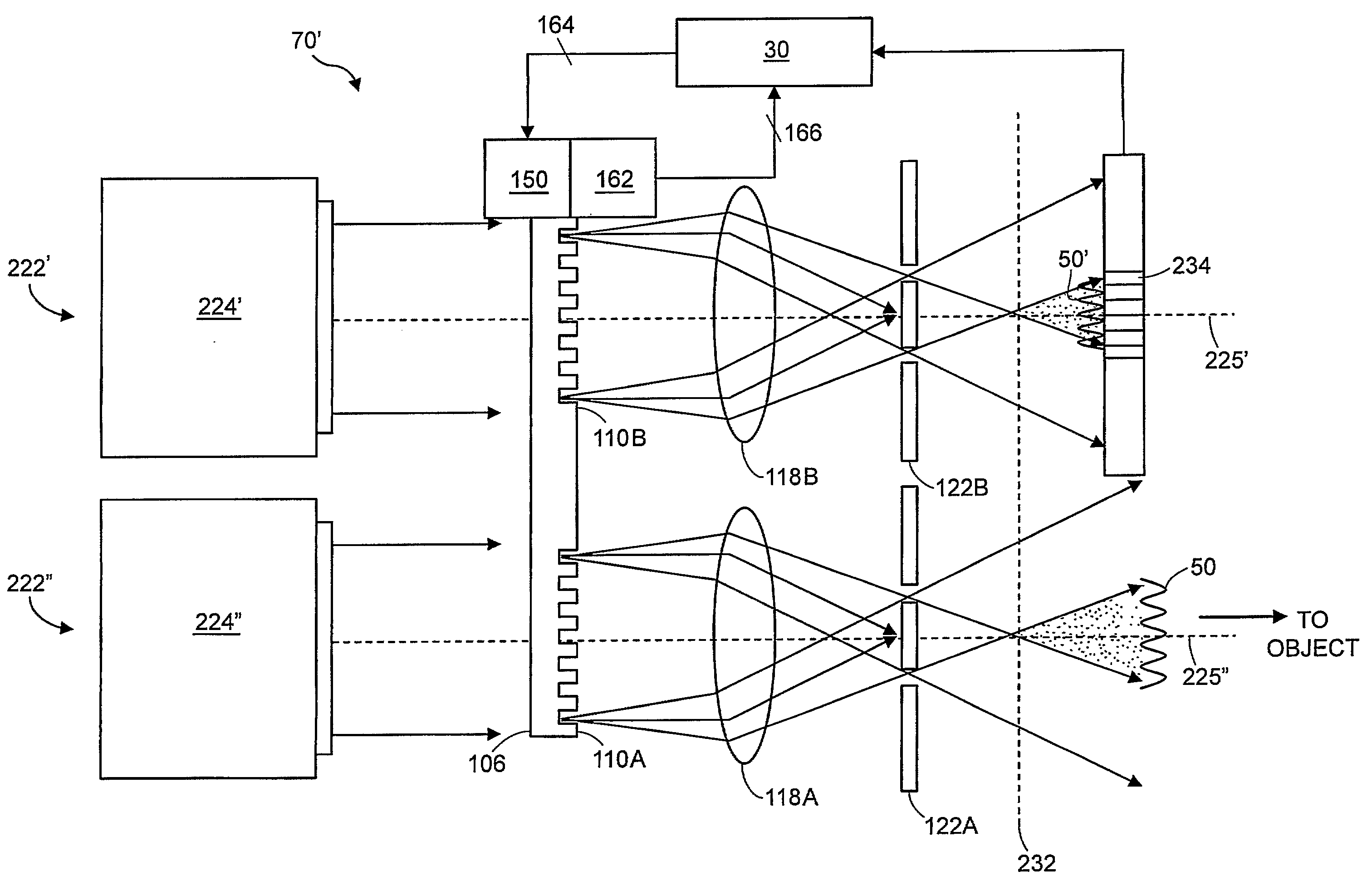 Determining Positional Error of an Optical Component Using Structured Light Patterns