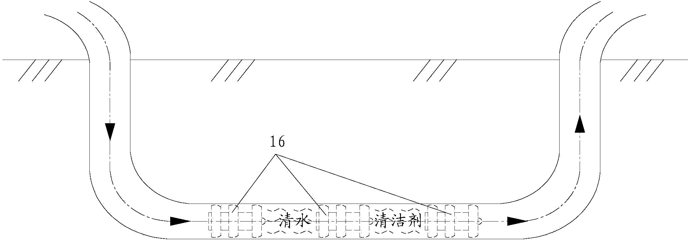 Process for cleaning whole inner wall of long pipeline for high-purity gas