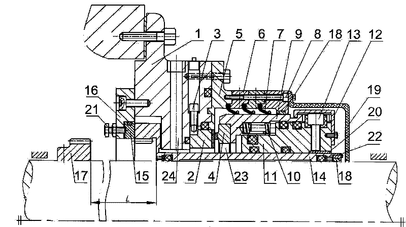 Full circle-telescopic shafting end surface sealing device used for deep-sea platform