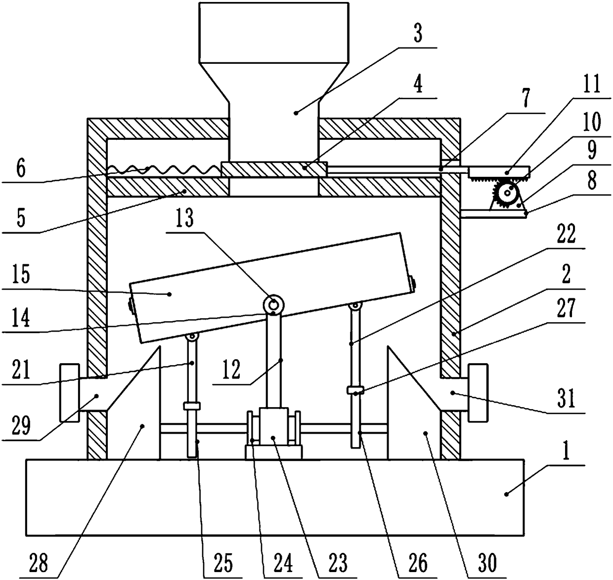 Superfine natural pearl powder screening device with convenient discharging function