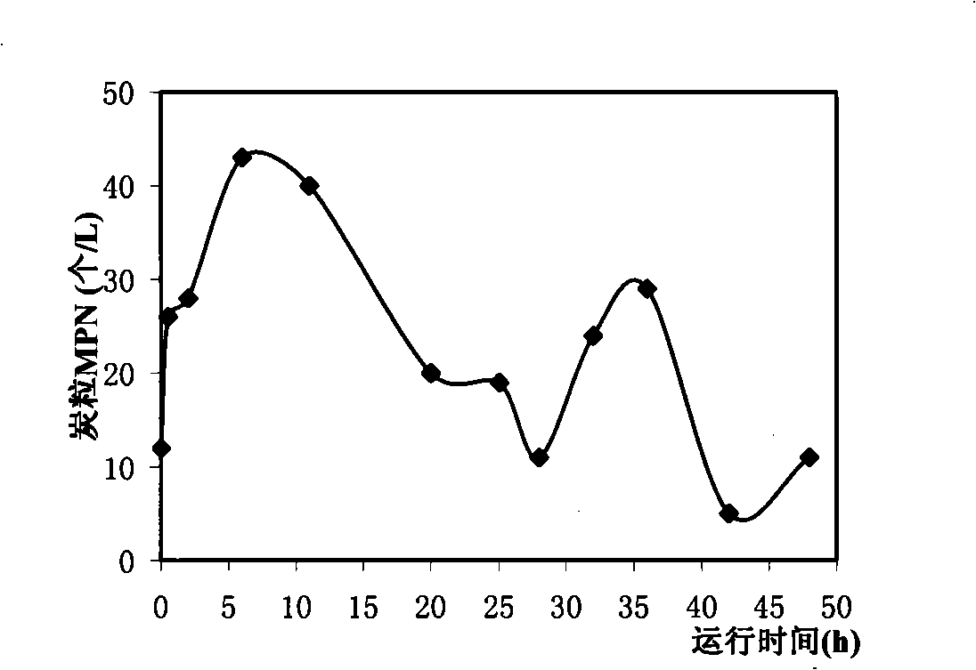 Tiny carbon granules enrichment detecting method for drinking water after active carbon treatment