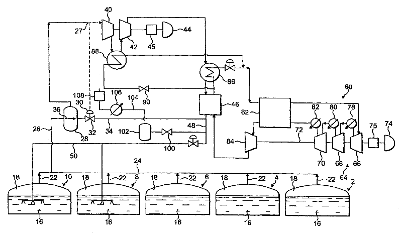 Method and apparatus for the reliquefaction of a vapour