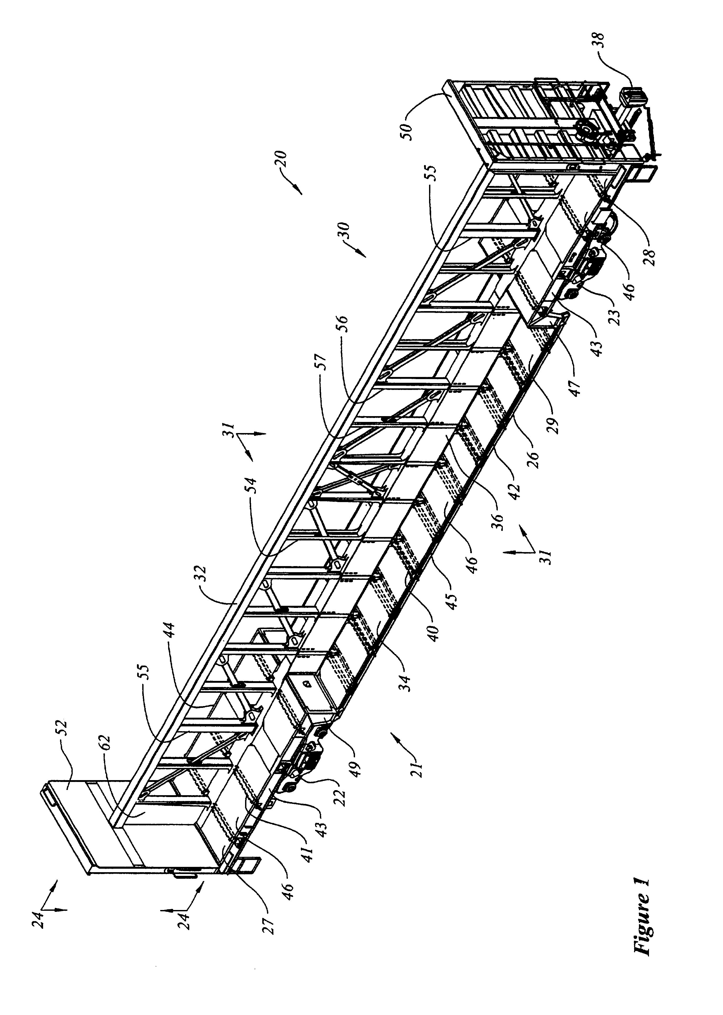 Dropped deck center beam rail road car