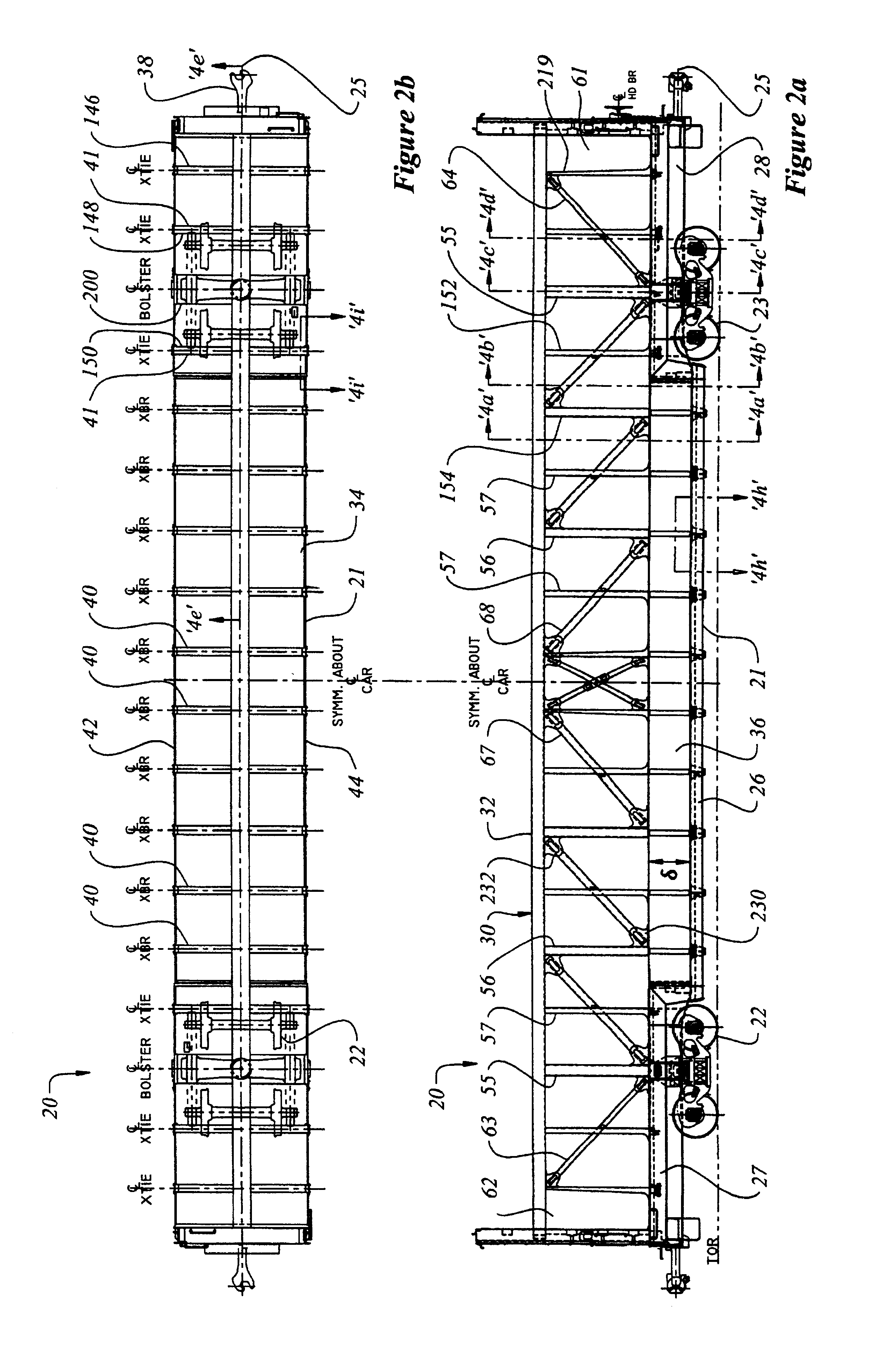 Dropped deck center beam rail road car