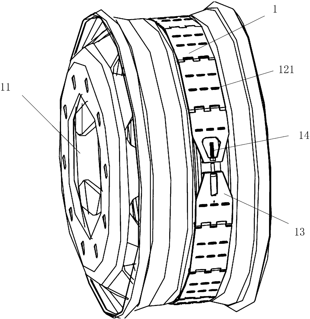 Tire temperature and tire pressure monitoring and deflated tire anti-drop supporting device