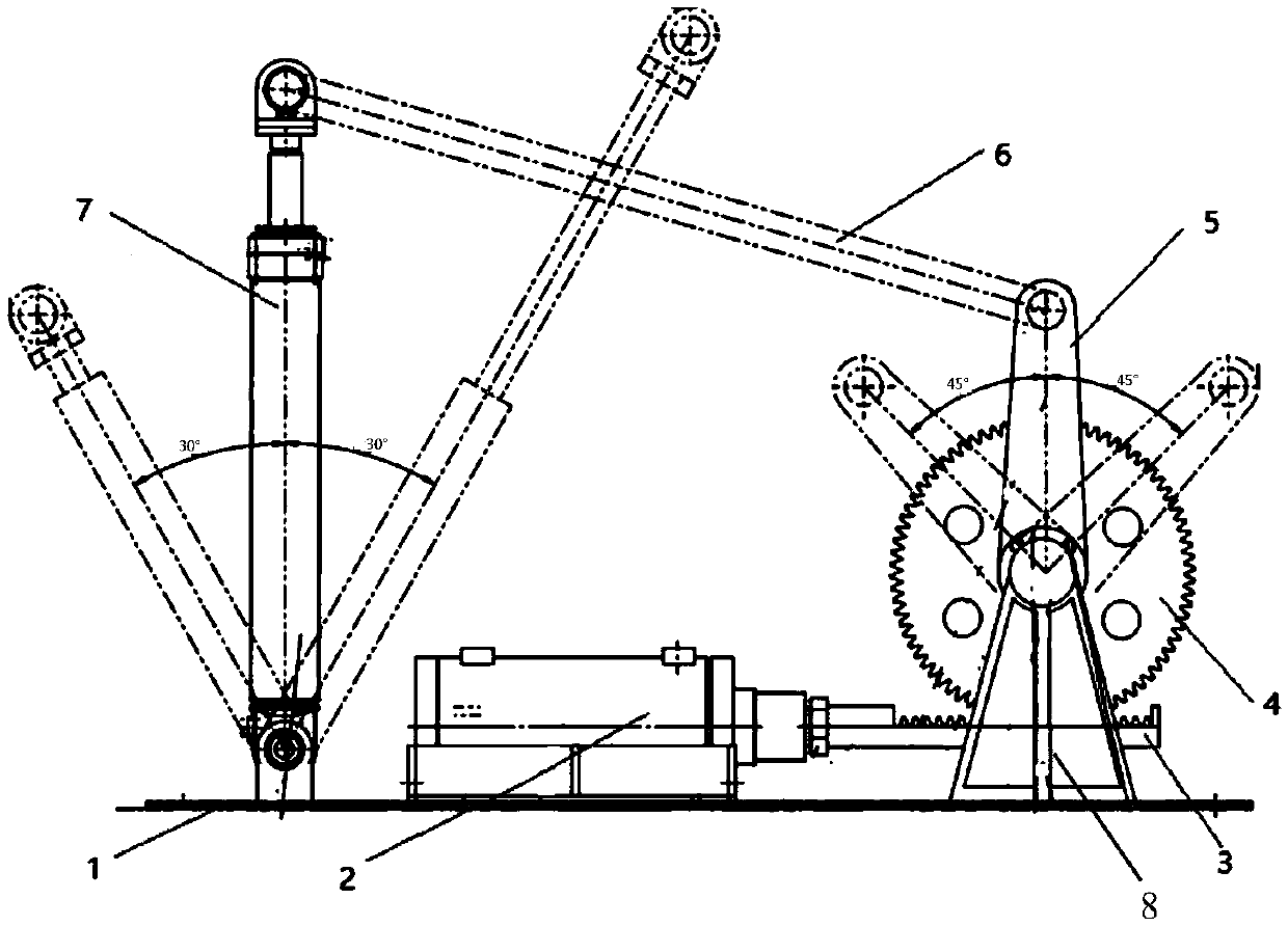 Rack and pinion luffing mechanism applied to furnace stamping machine