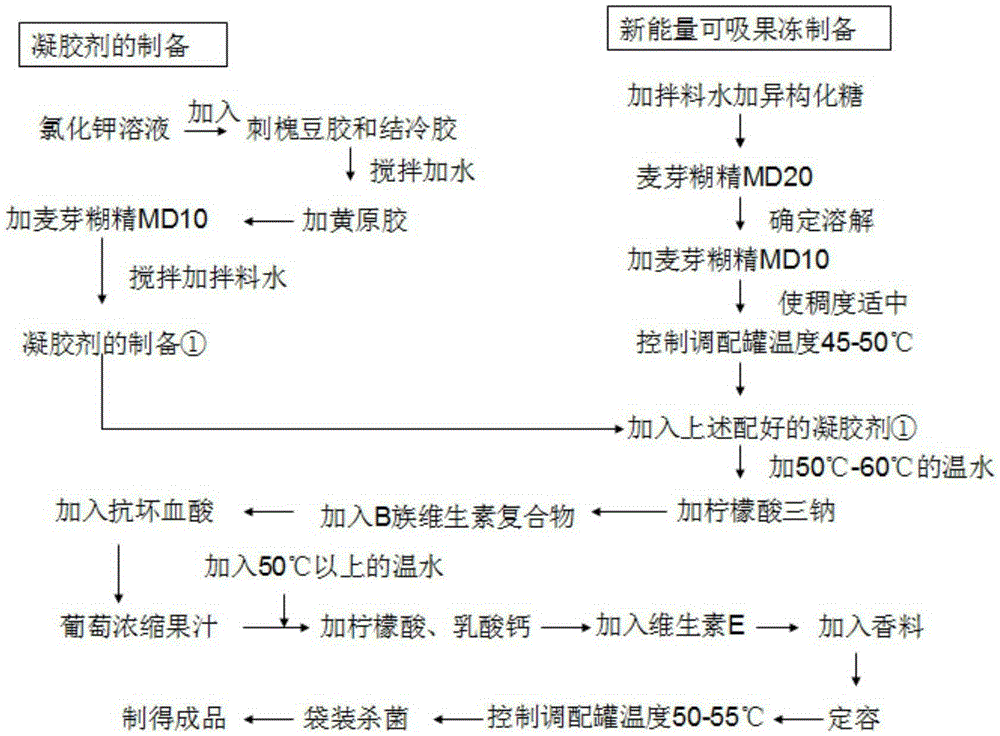 Energy-type suckable jelly functional beverage and preparation method thereof