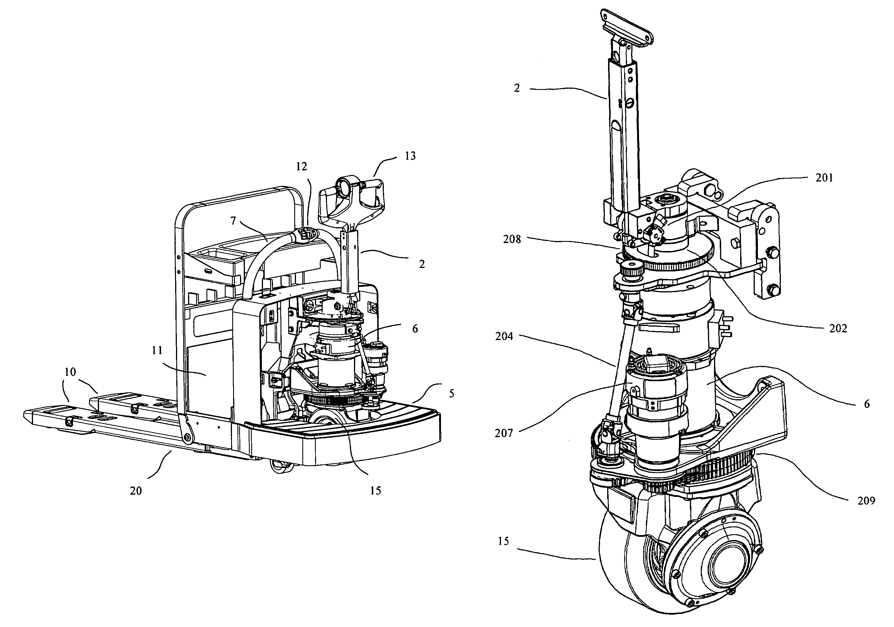 Power assisted steering for motorized pallet truck