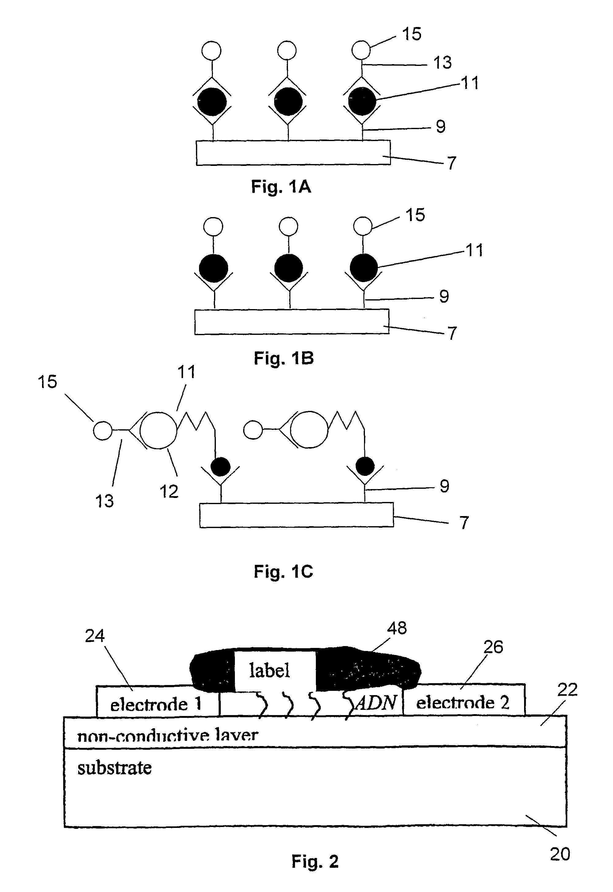 Method and device for high sensitivity detection of the presence of DNA and other probes