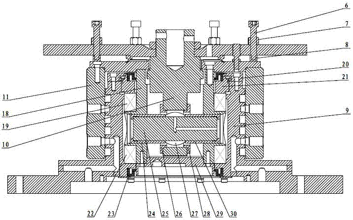 A universal self-aligning loading mechanism for the upper plate of a double-sided polishing machine