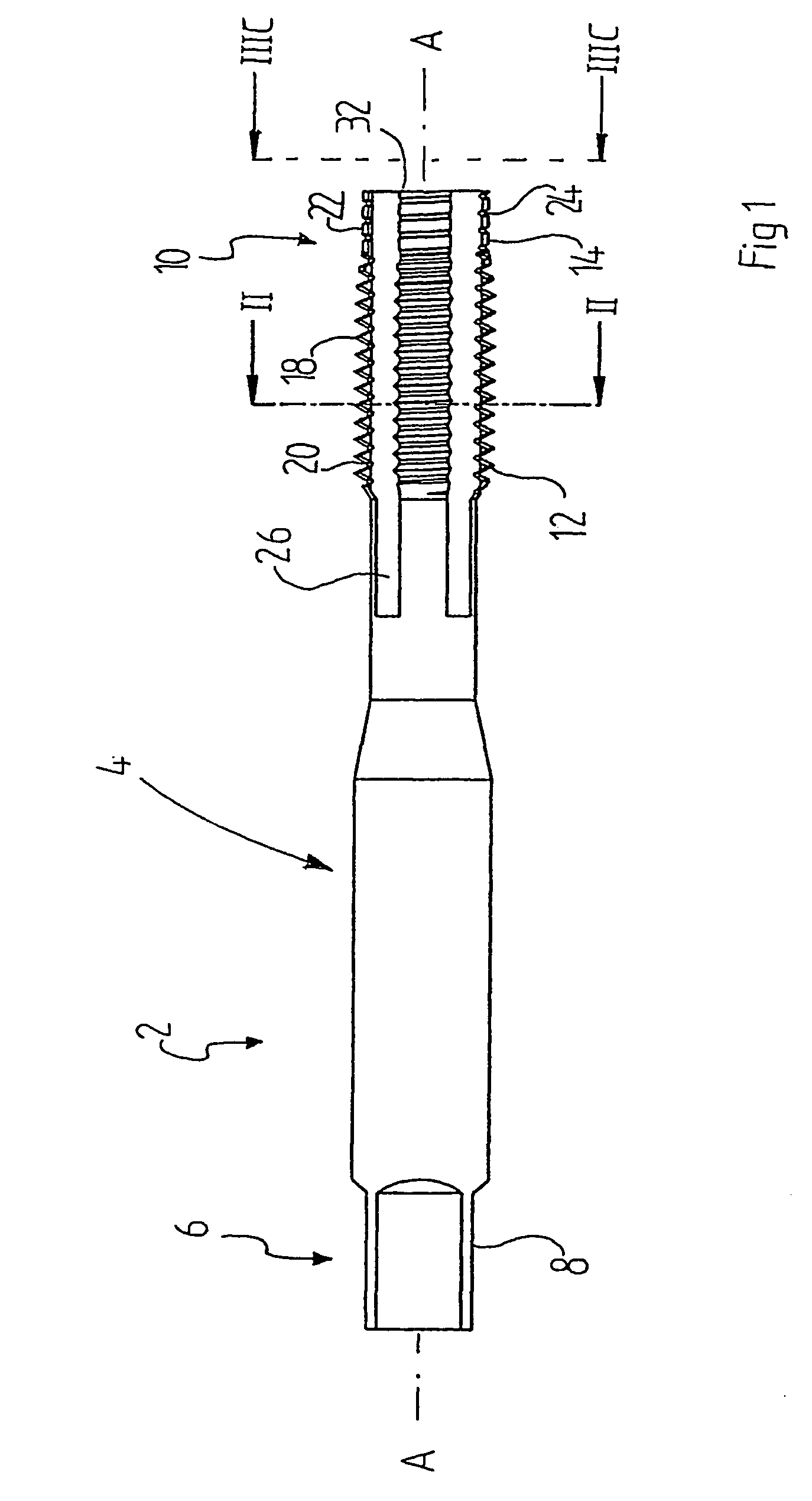 Thread forming tap with a non-circular cross-section and radially extending cutting edges