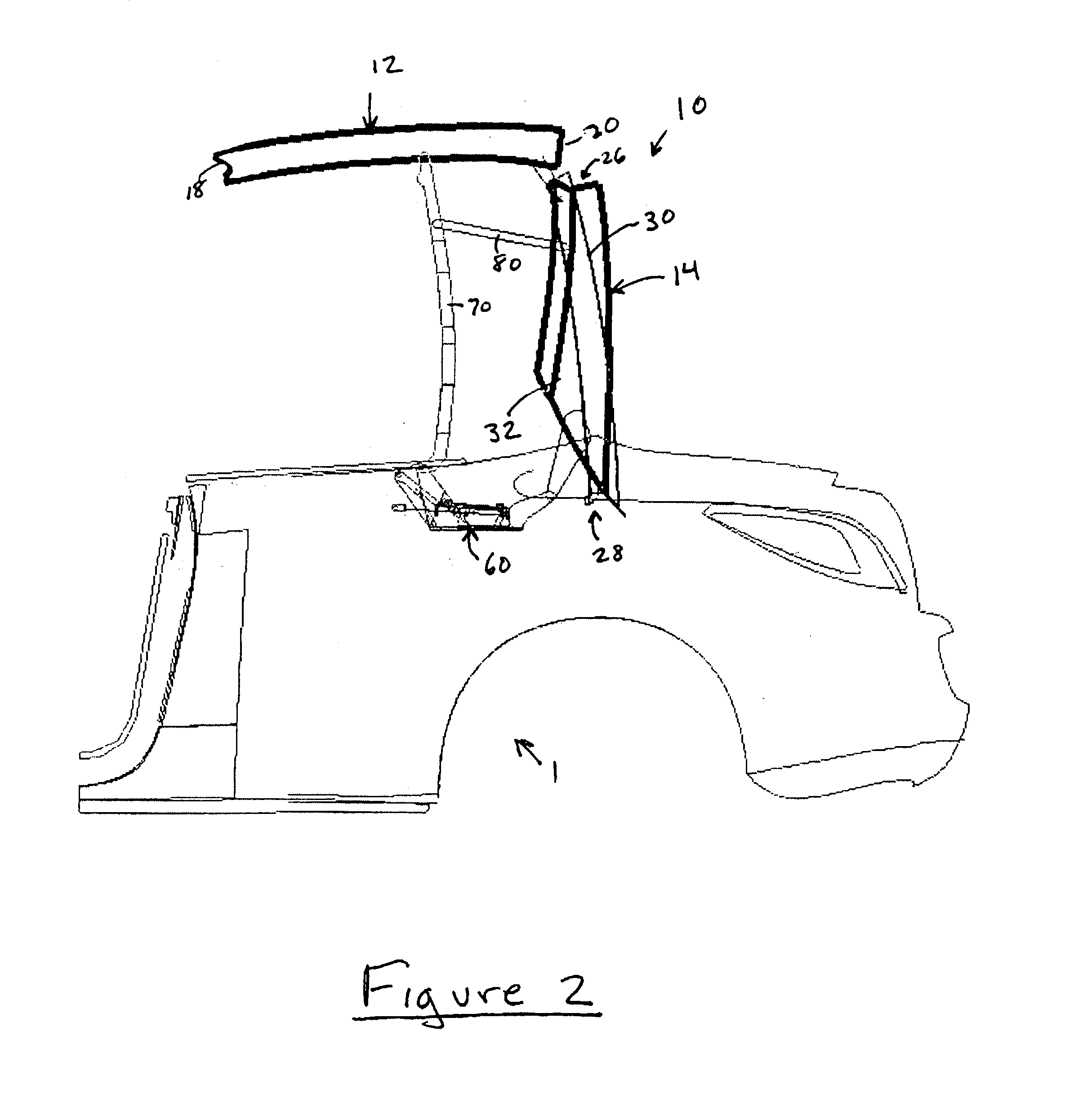 Folding hardtop with rear window articulation