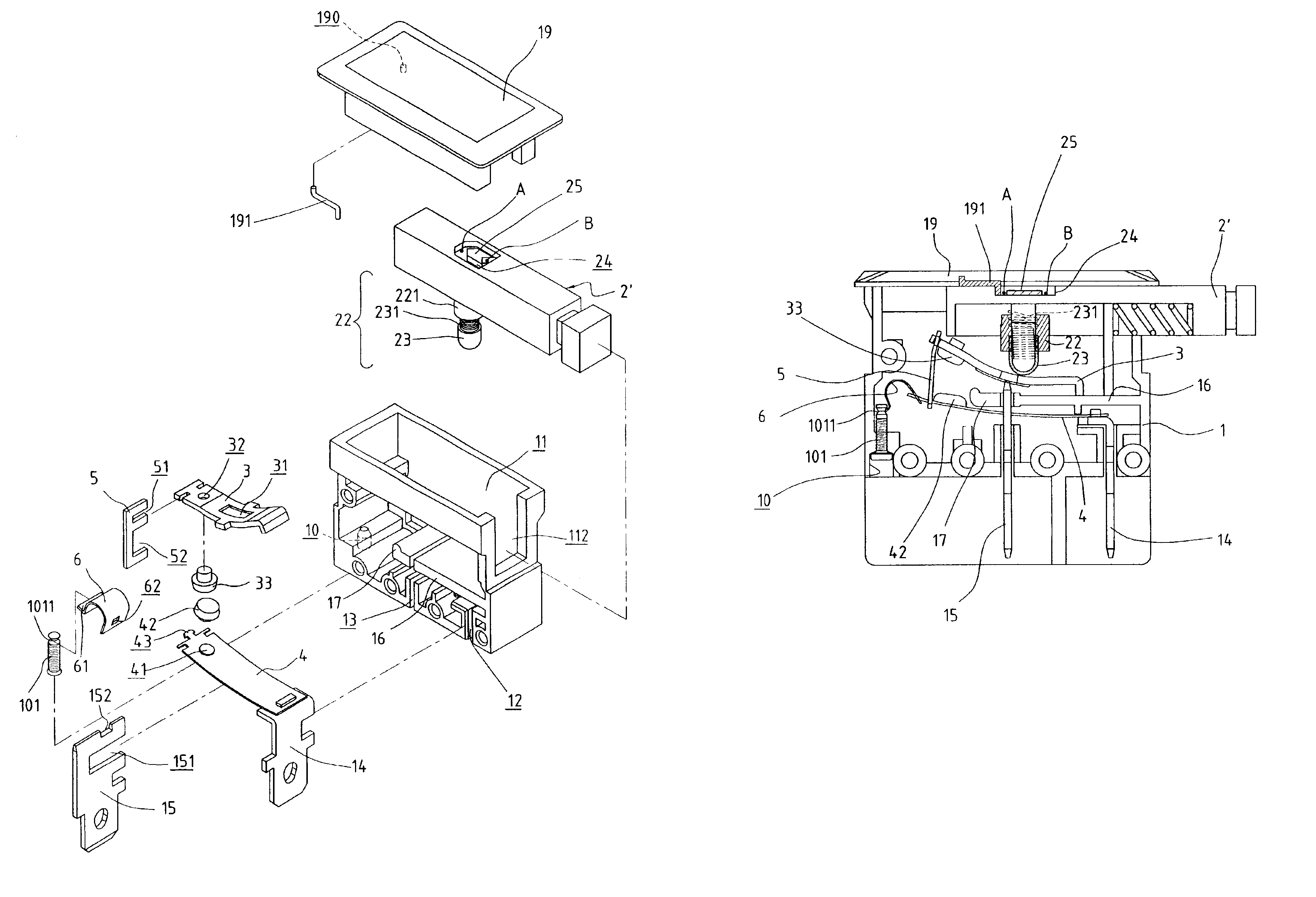 Switch structure with overload protection