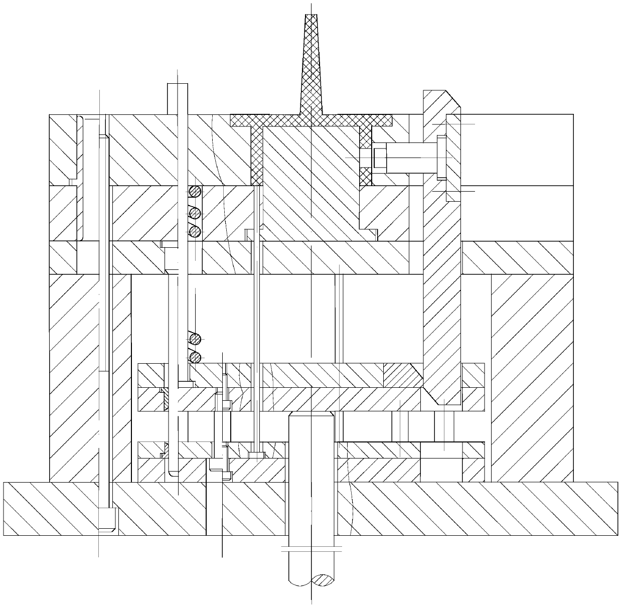 Lateral core-pulling mechanism capable of pushing and returning on oblique plane and method