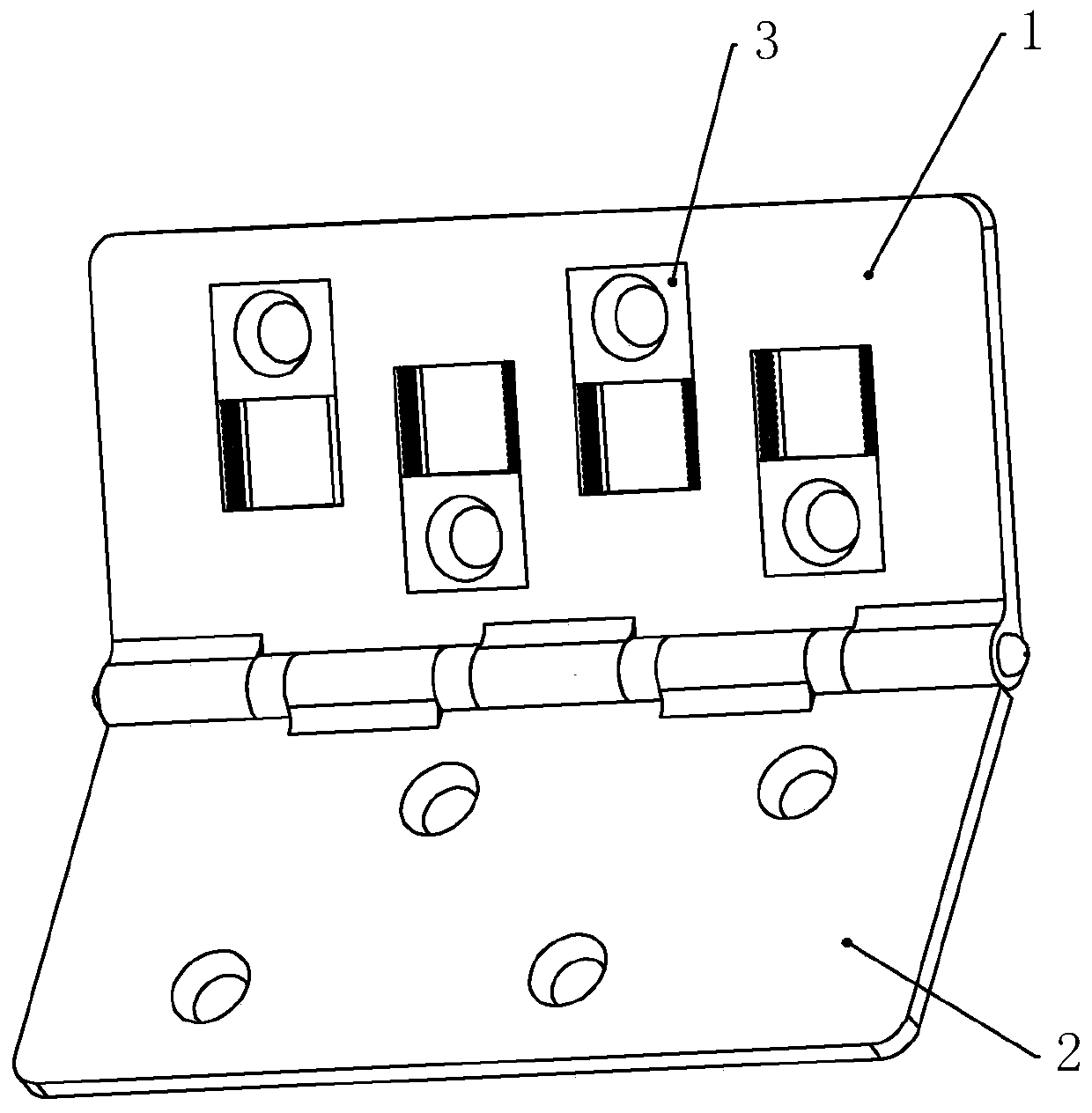 Hinge and cutting and grinding device for machining hinge