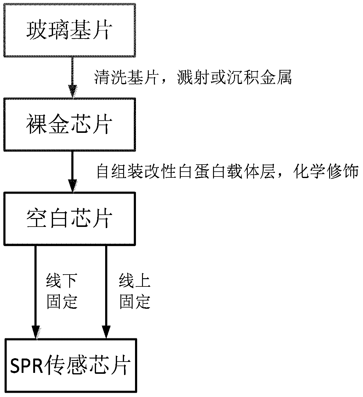 A surface plasmon resonance sensor chip and its preparation method and application