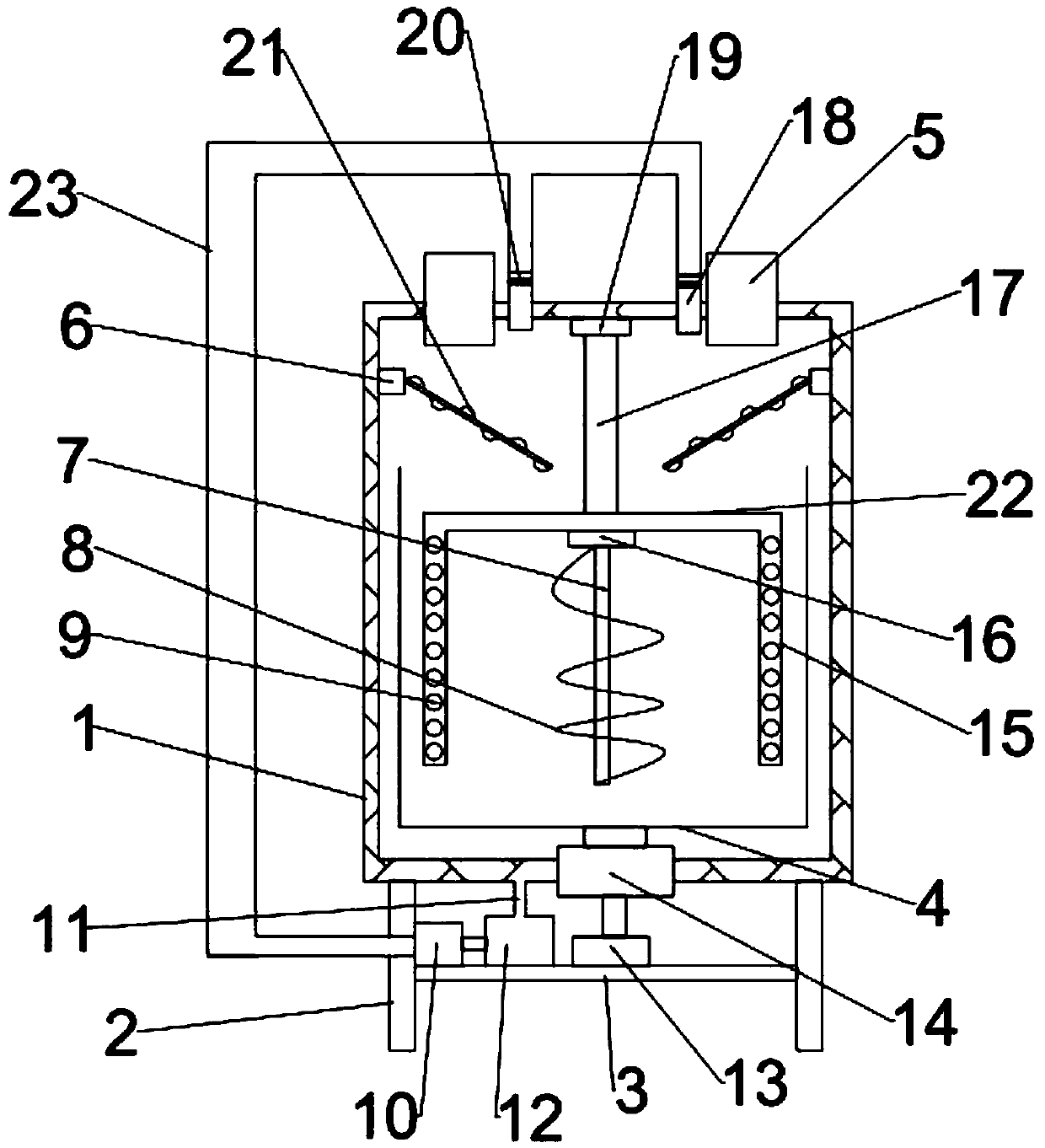 Feed drying and mixing device