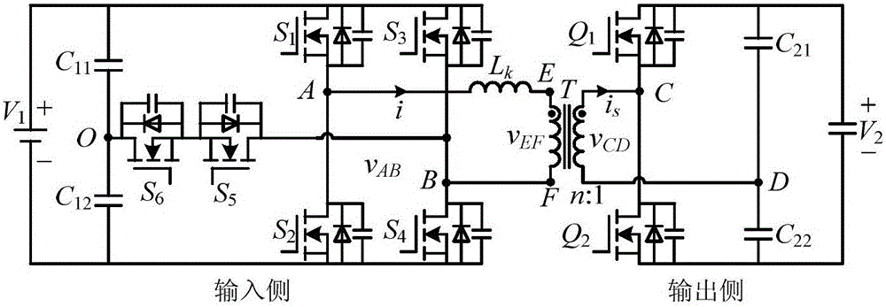 Bidirectional hybrid bridge DC-DC converter and half-cycle volt-second area balance control method