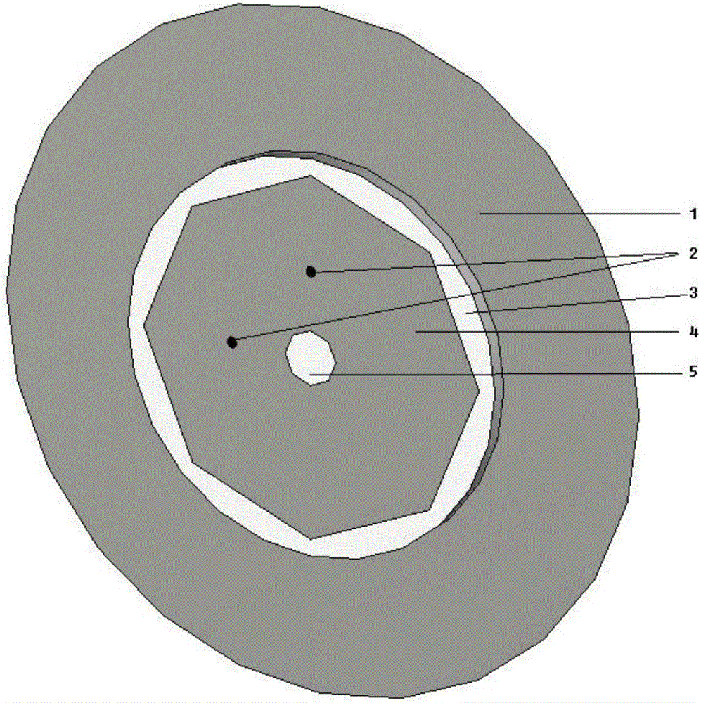 Hollow polygonal double-frequency single-layer micro-strip antenna