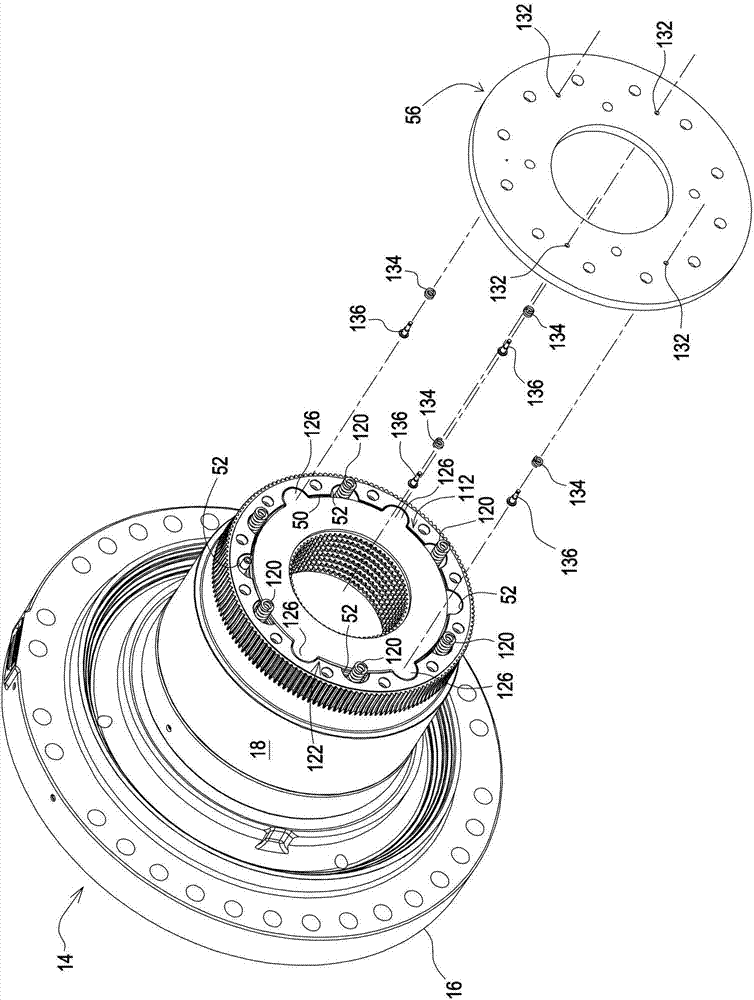 Retention pin having foot for holding spring in disc brake pack reaction plate during assembly and for operating stator disc