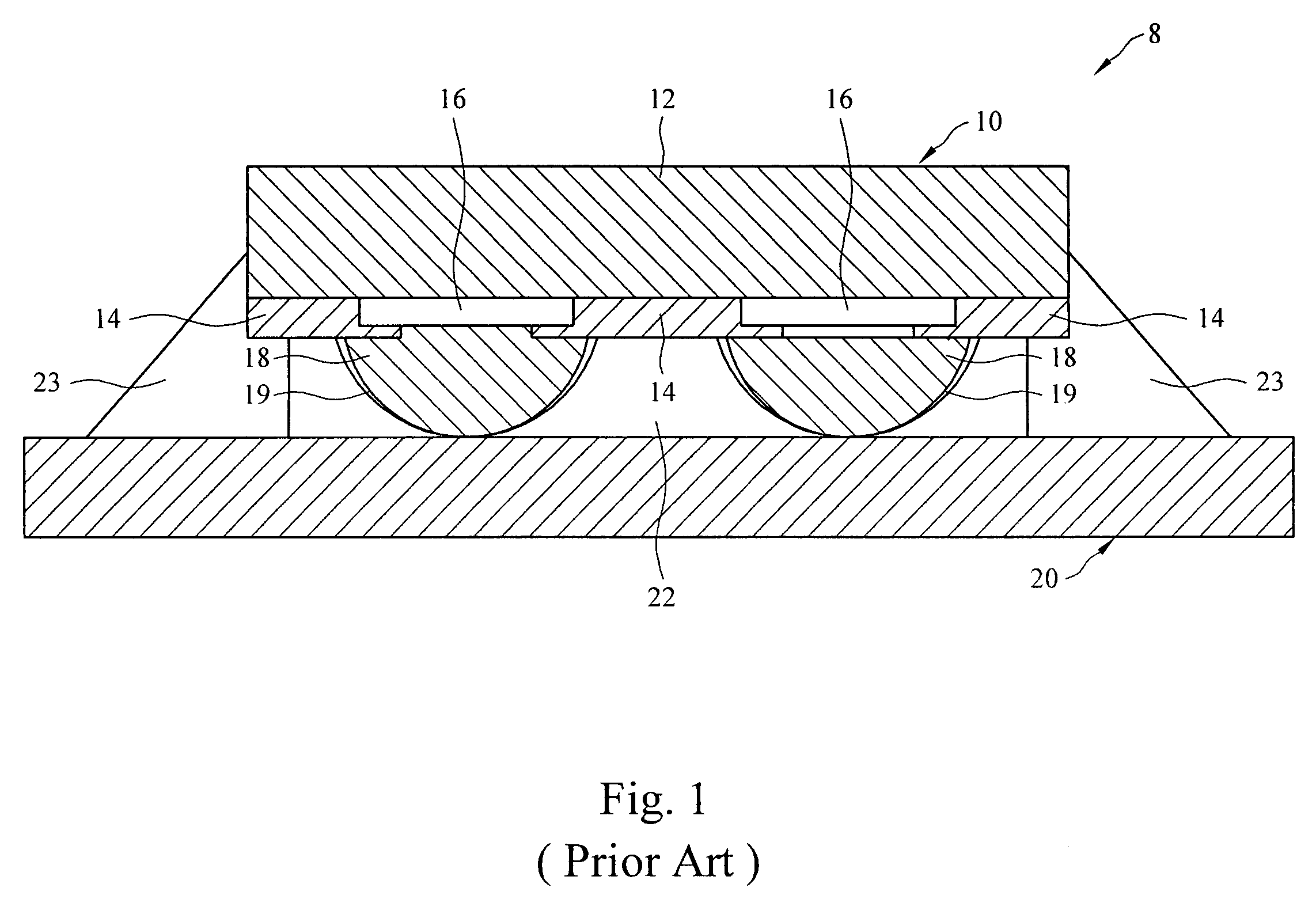 IC chip package structure and underfill process