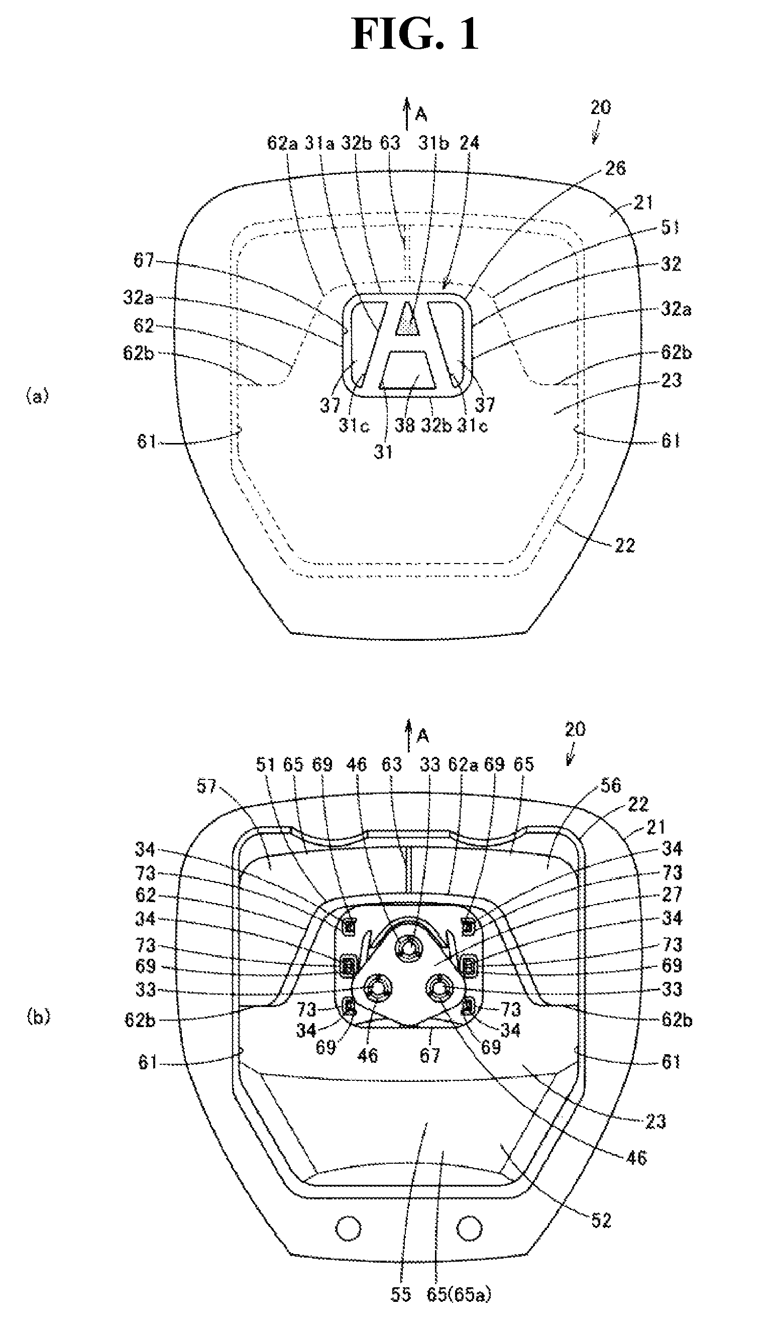 Cover body for airbag device