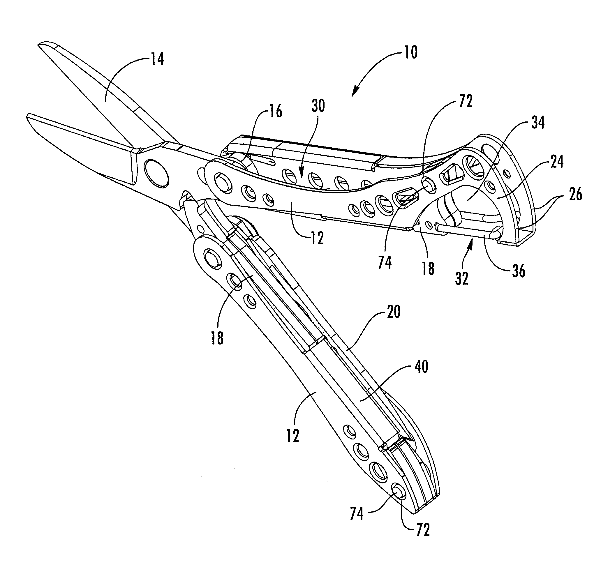 Tool having an integral carabiner