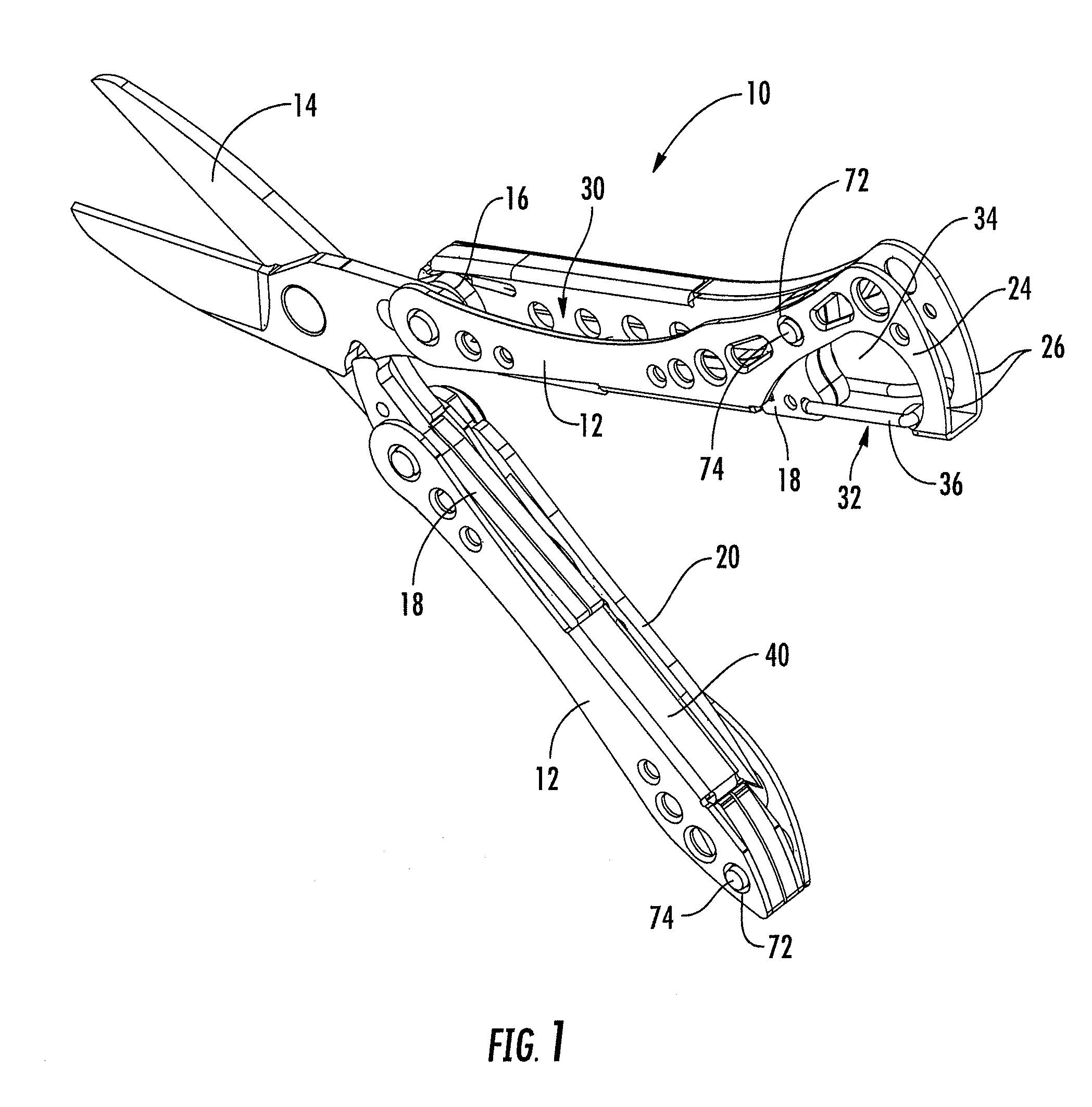 Tool having an integral carabiner