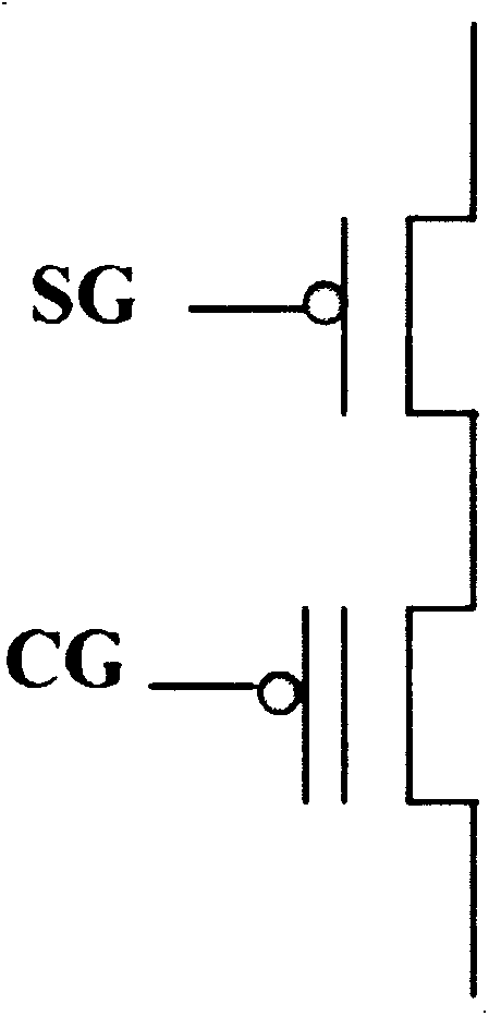 Improved differential framework Nor flash storage unit based on serially-connected transistor type