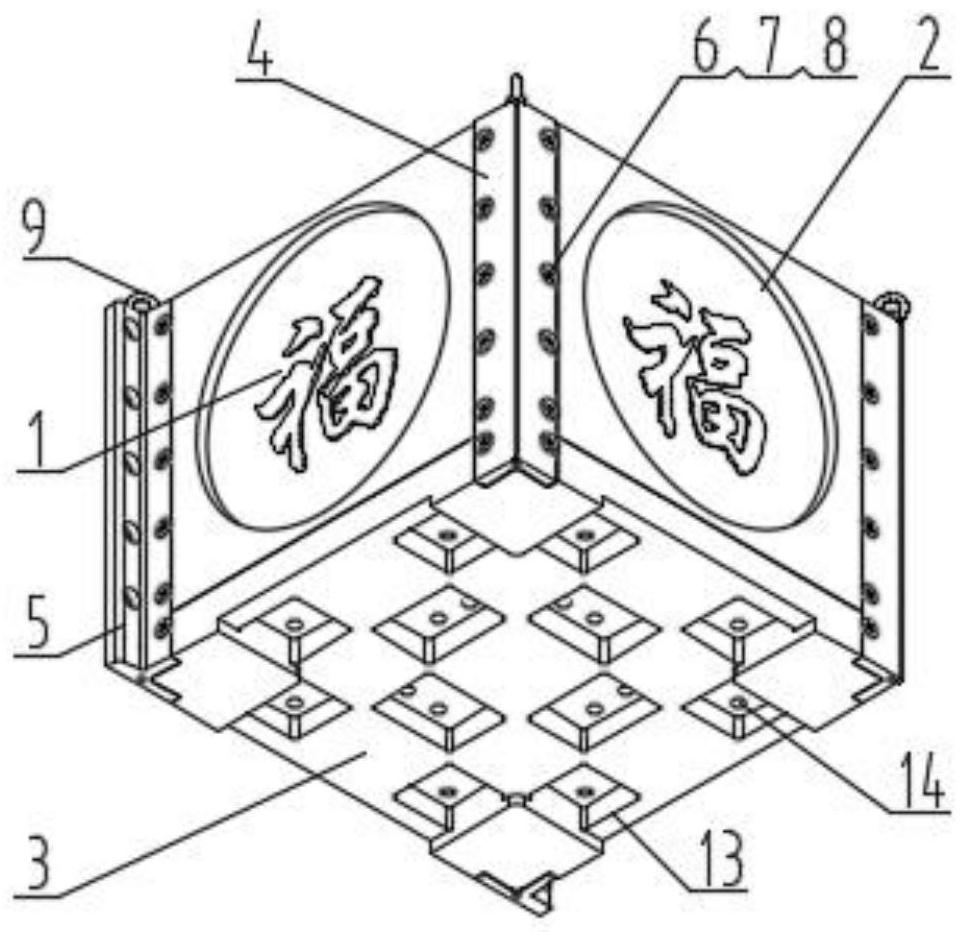 Courtyard terrace arbor planting and fixing integrated system adopting outer packing box corner plates