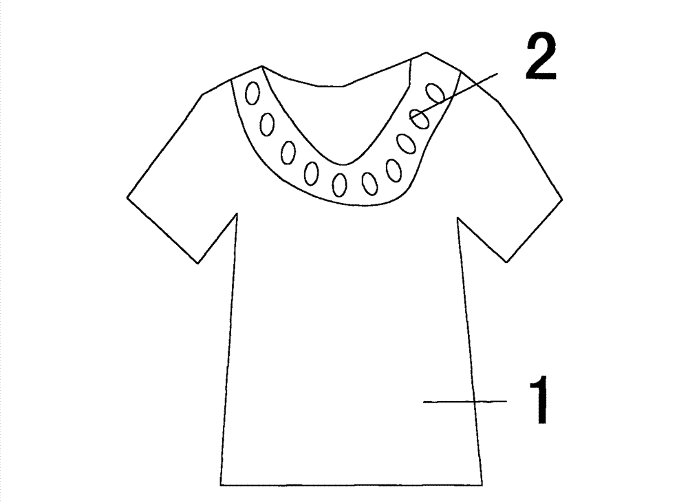 Crocheted-collar 3D knitted fabric T-shirt