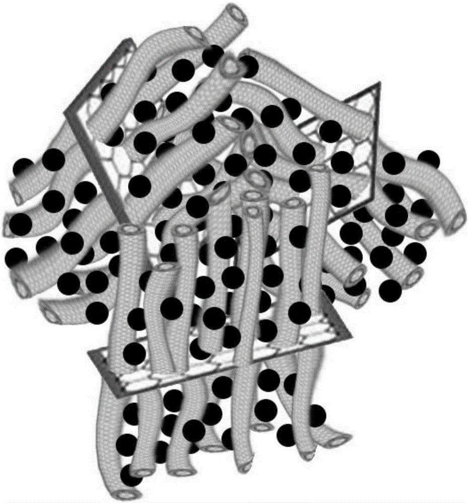 Multi-layer graphene carbon nanotube three-dimensional carbon material-filled nanometer silicon composite material and preparation method thereof