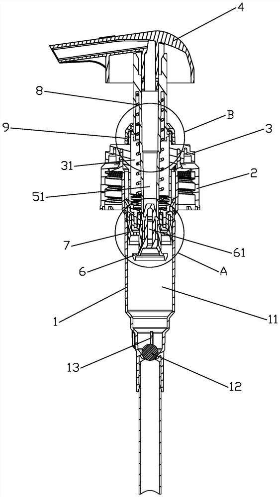 Pressing pump structure with waterproof ring