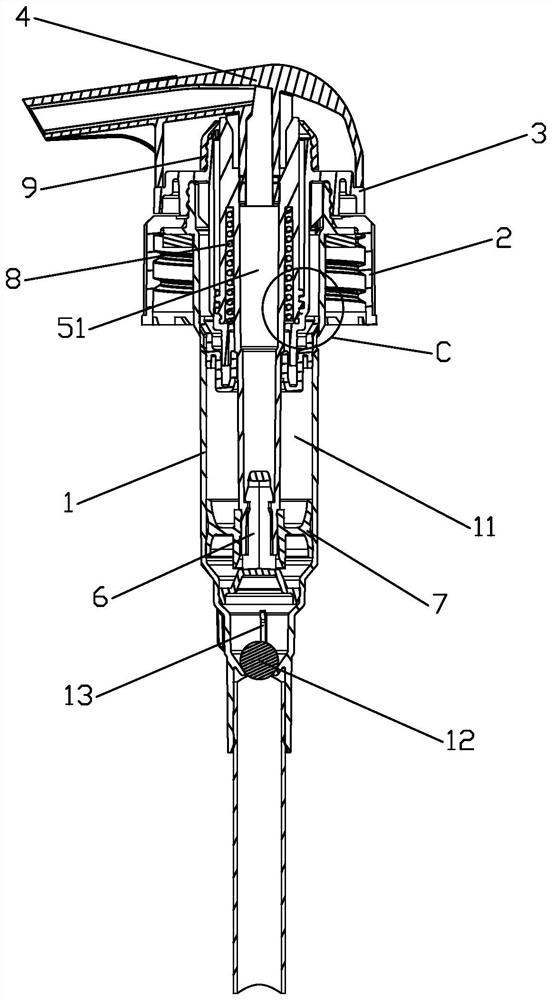 Pressing pump structure with waterproof ring