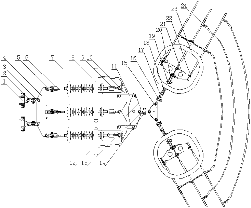 A hanging tension series connection structure