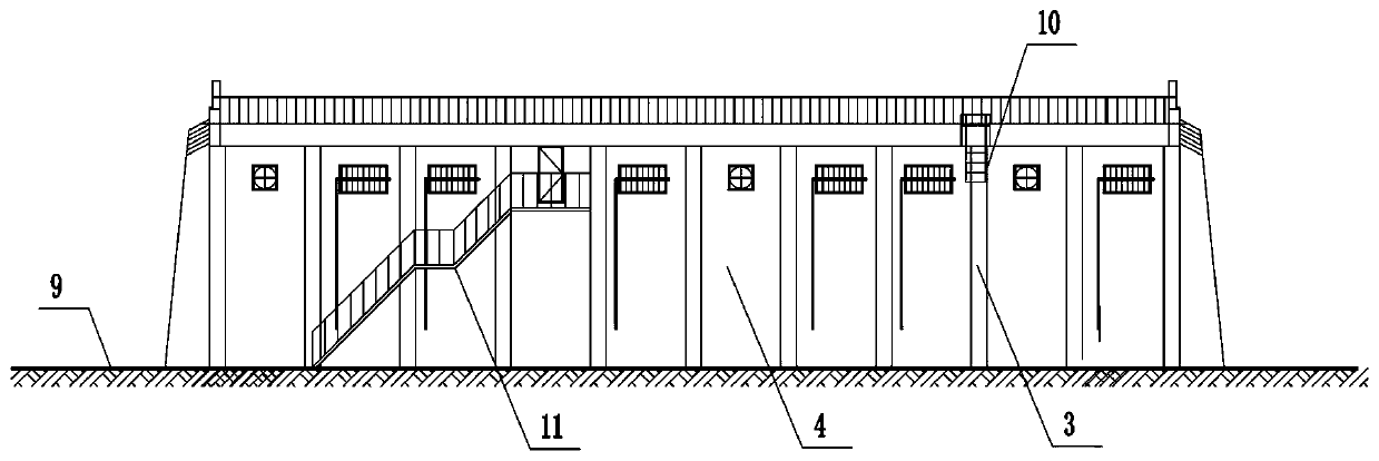 Full-automatic waterproof mountain-near granary for storing bulk grains