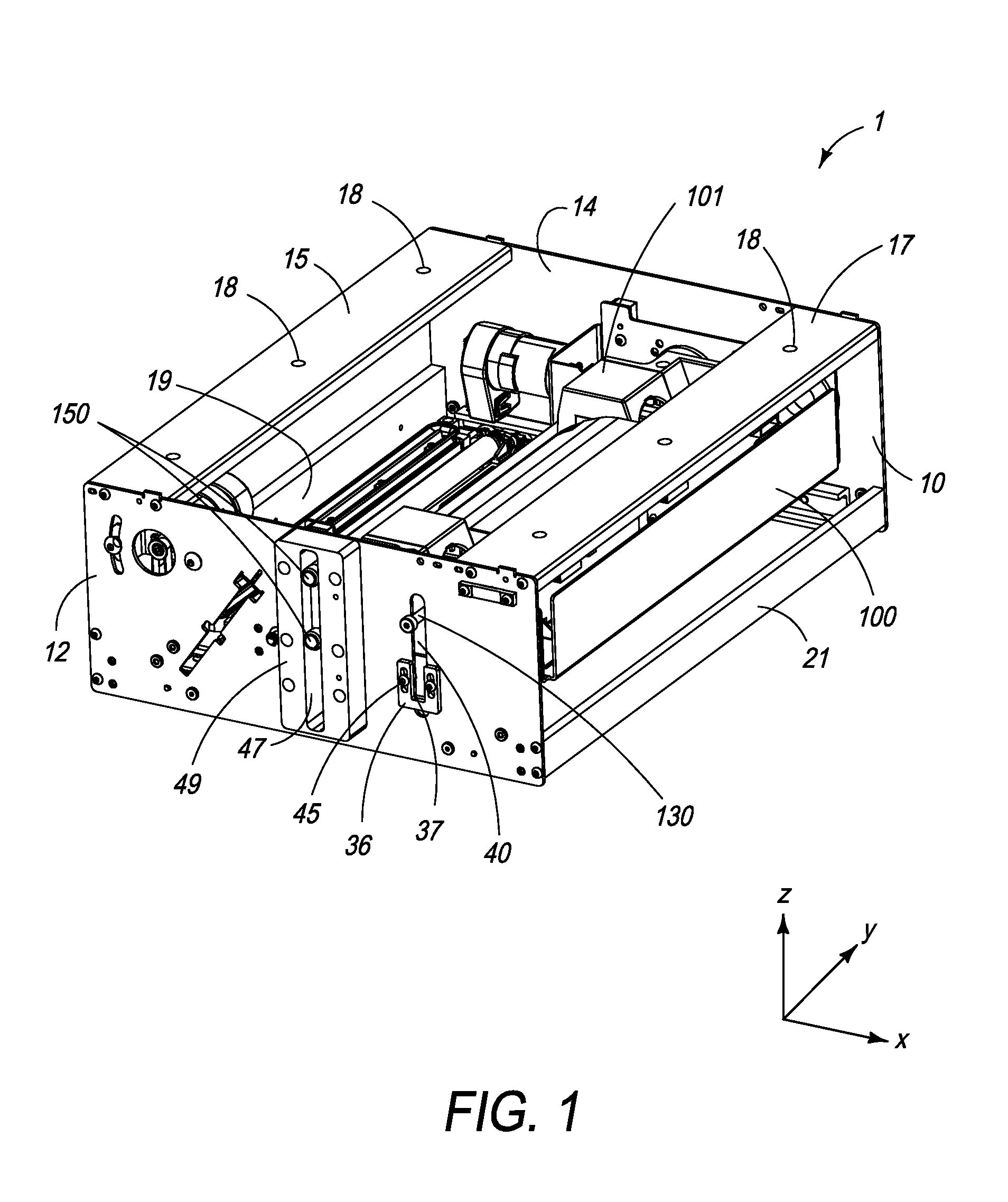 Modular printer having narrow print zone