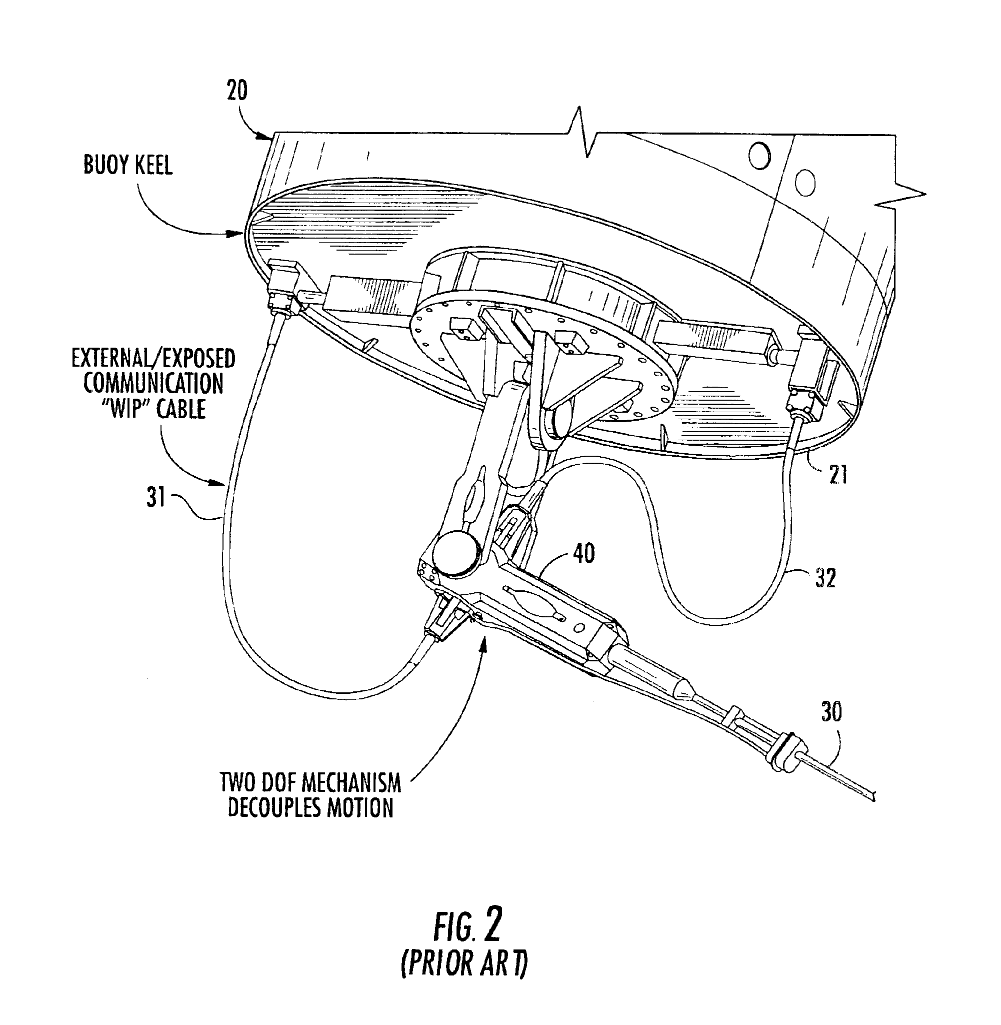 Multi-gimbal marine communication cable to ocean buoy transition interface