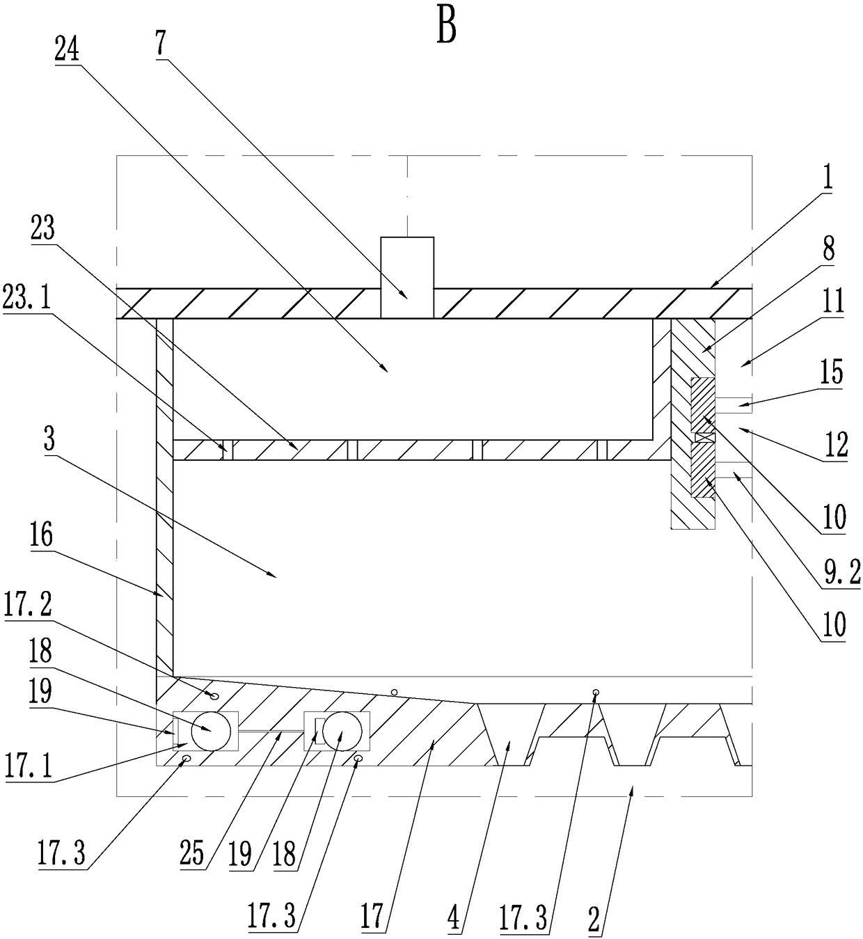 Treatment device for neodymium-iron-boron ultrafine powder waste material