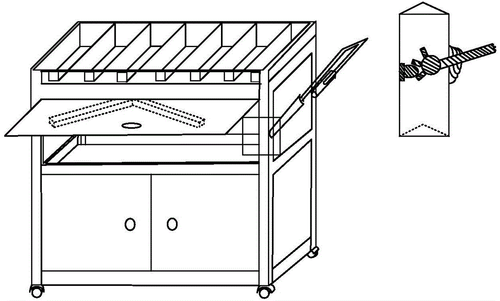 Tooling trolley with adjustable handle