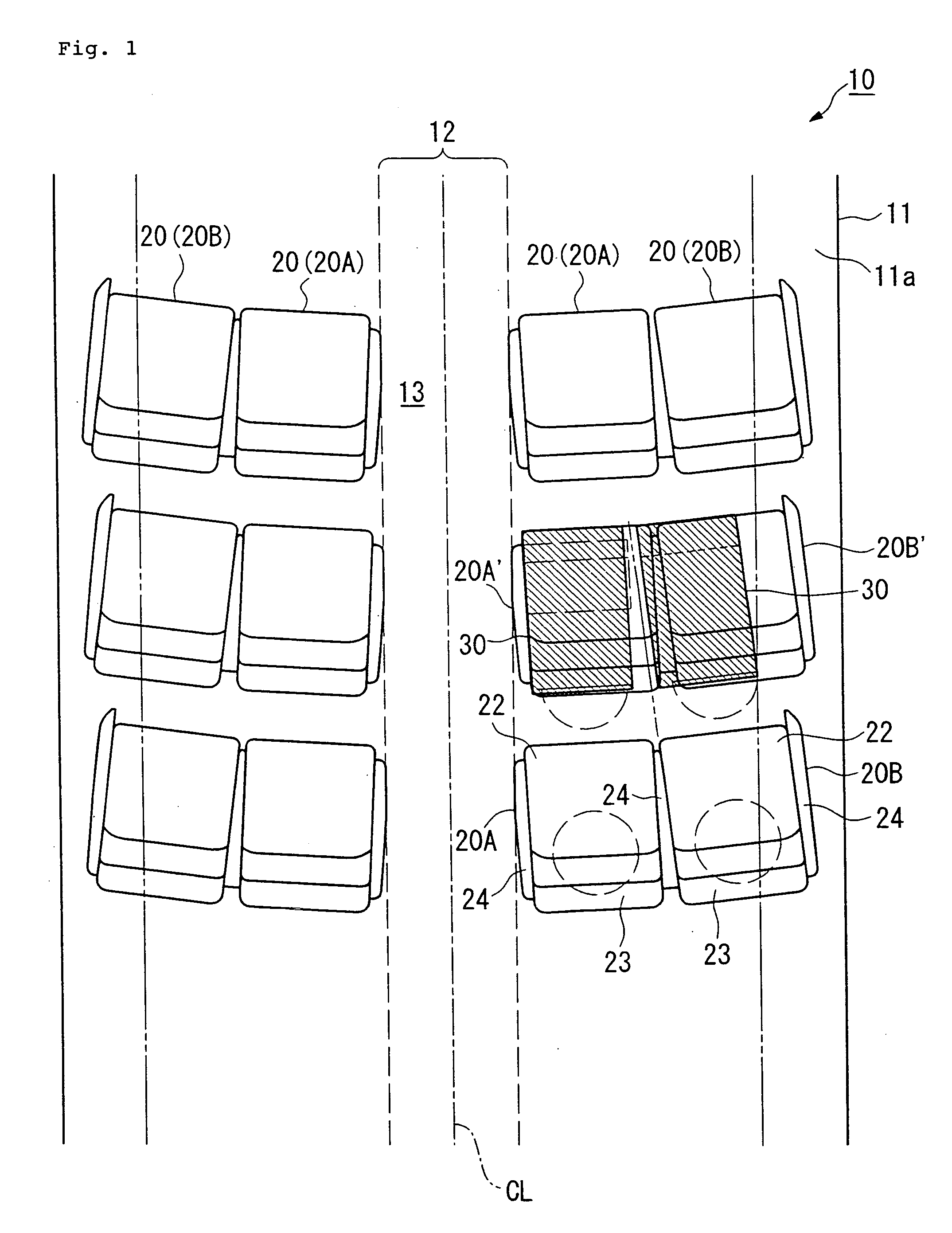 Aircraft, Vehicle And Method For Arranging Seats Therein