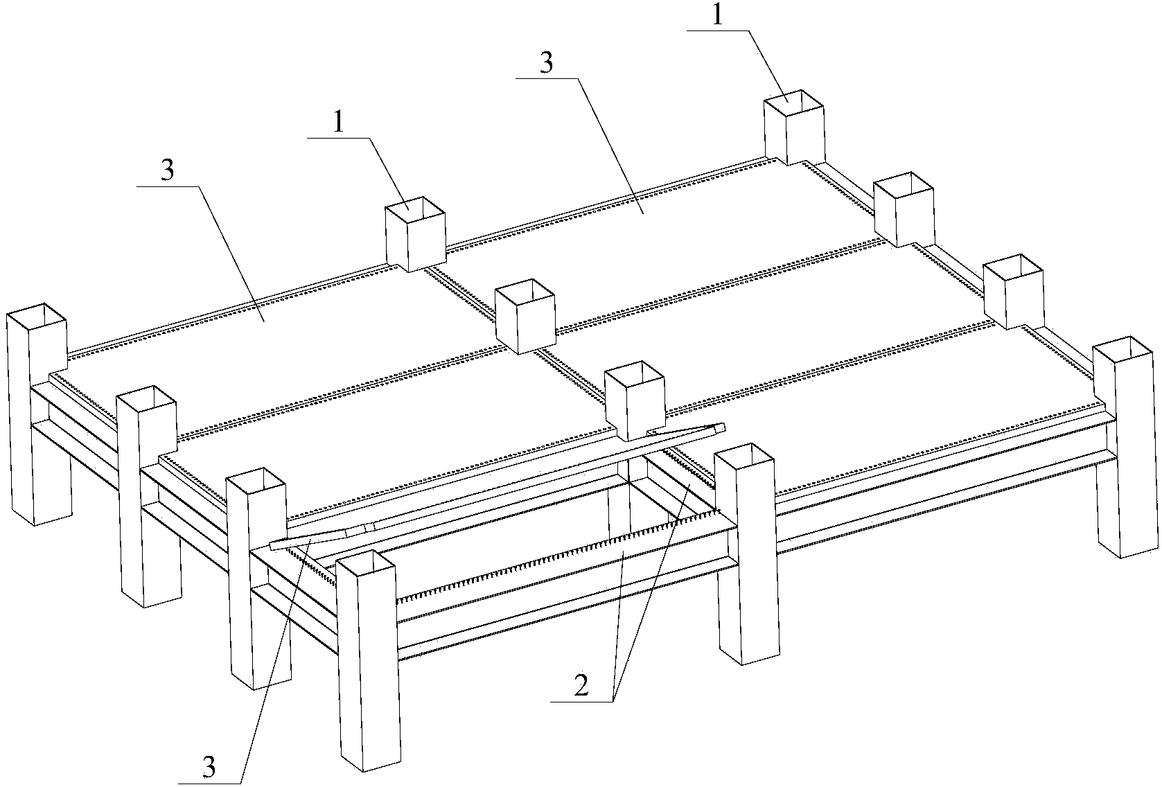 Module floor slab assembling structure for building and process method