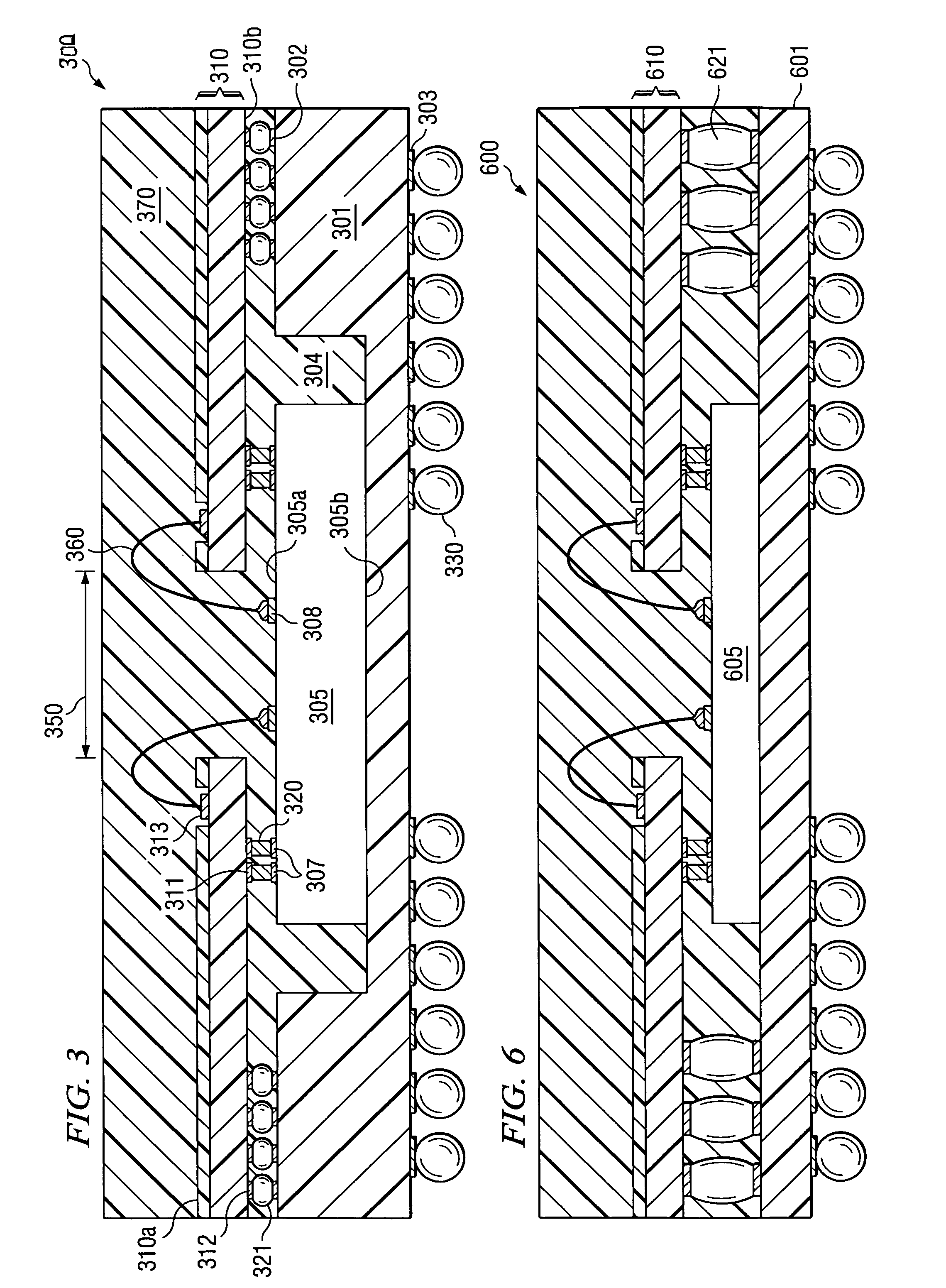 Semiconductor packages for enhanced number of terminals, speed and power performance