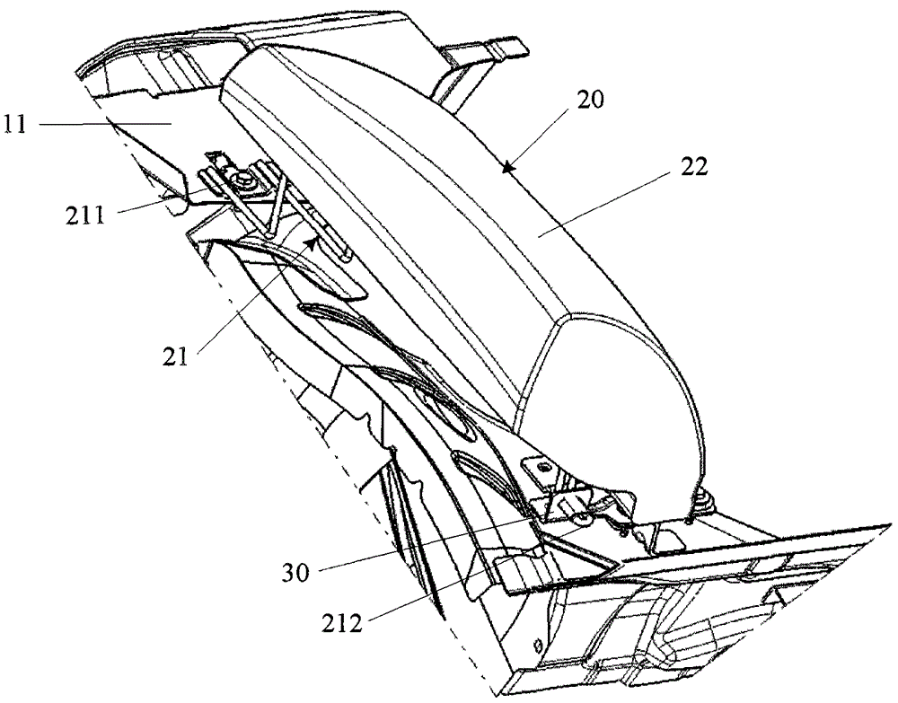 A rear seat wing assembly mounted on a molded body