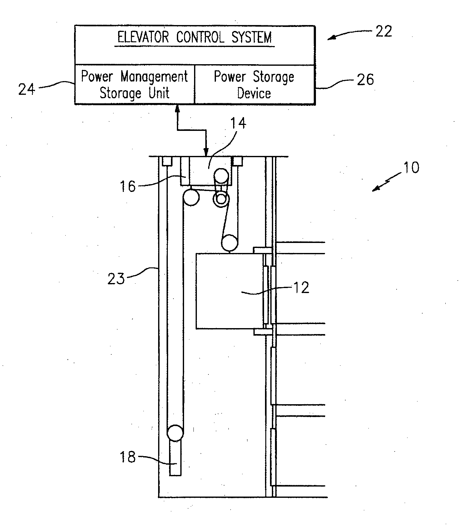 Elevator system with power storage device