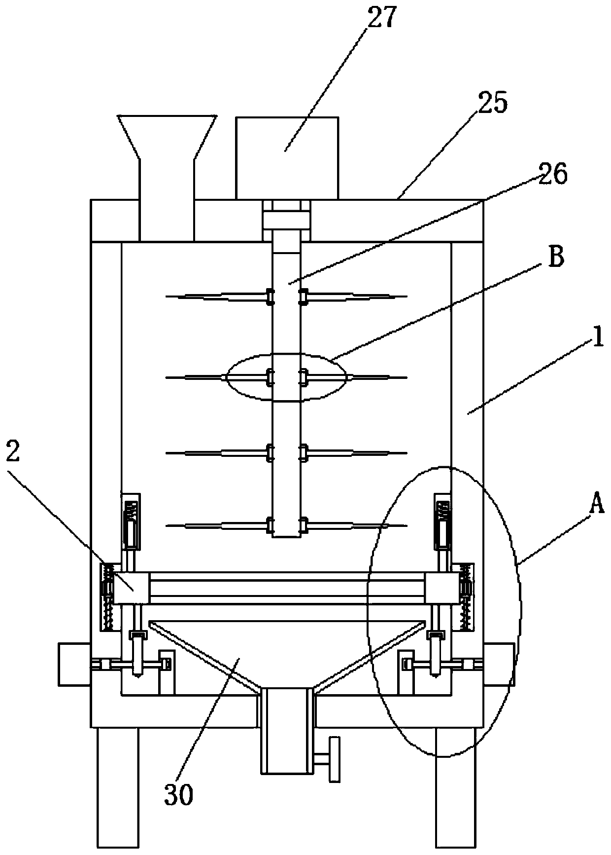 A stirring and pulverizing device for recycling biological waste