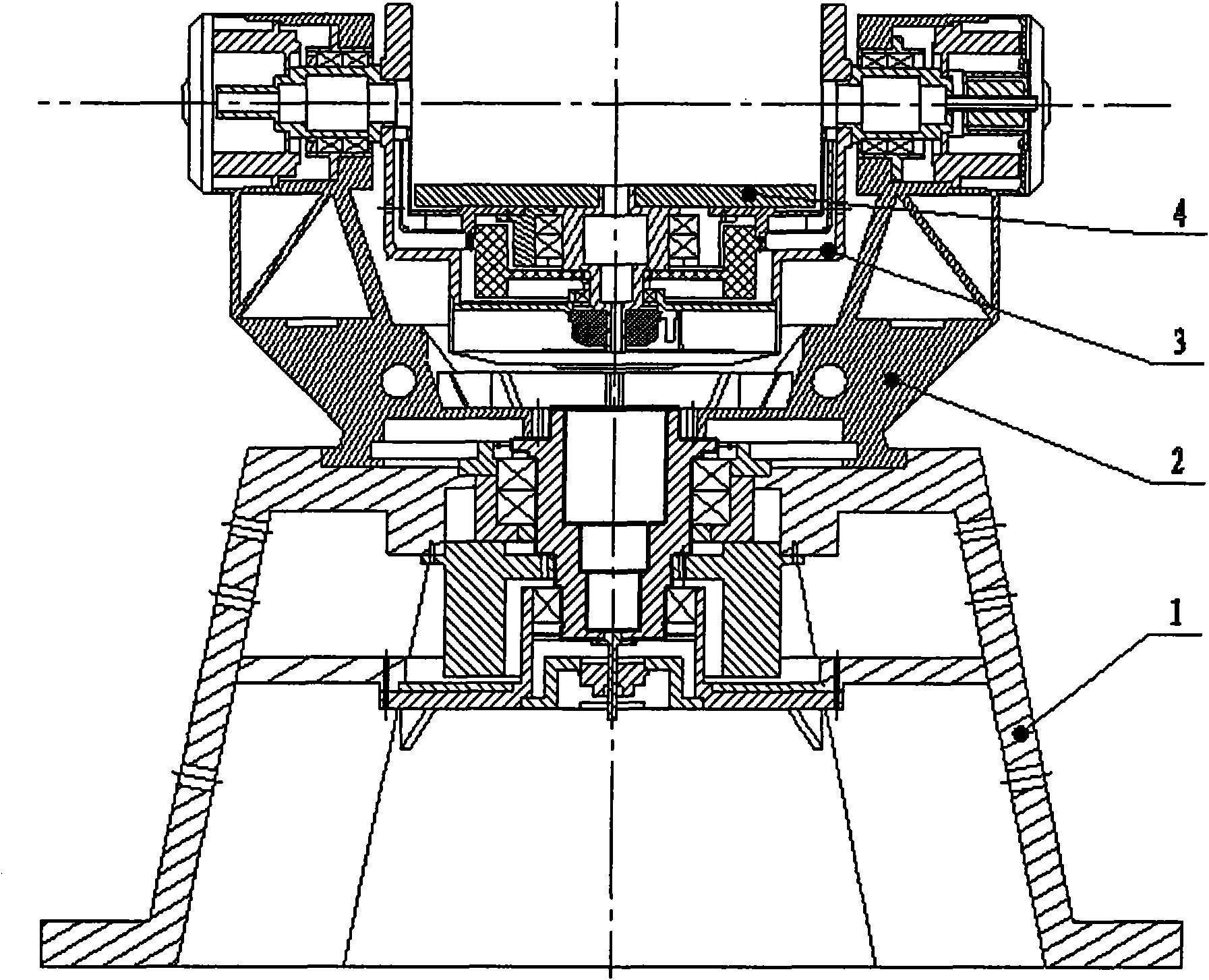 Aircraft attitude-simulating 3-degree-of-freedom electrical turntable